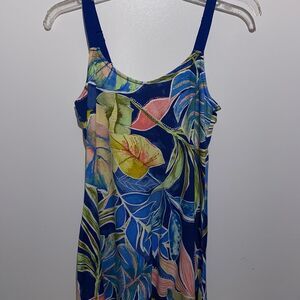 Lilac & London Womens Blue Tropical Print PJ Pajama Dress Slip Gown Chemise XS